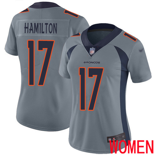 Women Denver Broncos #17 DaeSean Hamilton Limited Silver Inverted Legend Football NFL Jersey